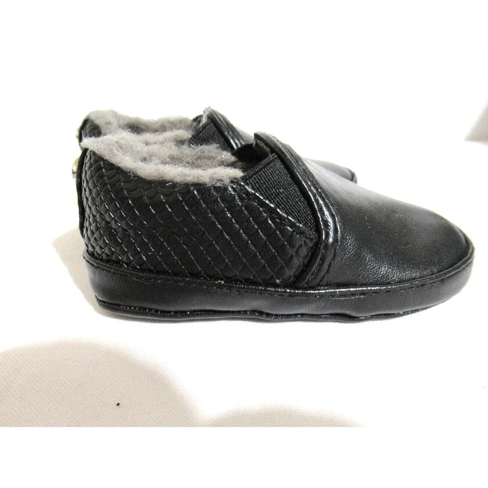 Stuart Weitzman Size 2 Baby Furrier Infant Girl/Boy Black Fur Lined Crib Shoes